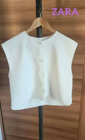 ZARA 자라 버튼 베스트 상의 크루넥 베스트 화이트 L