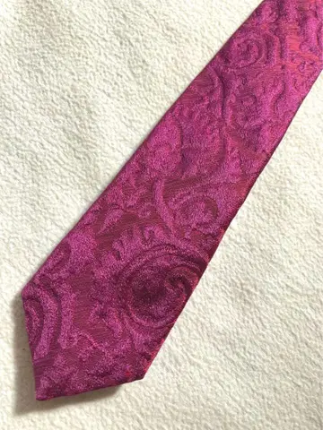 드리스반노튼 자수 페이즐리 넥타이 퍼플 광택 이탈리아제