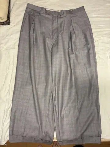 Grey wide slacks 그레이 와이드 슬랙스 체크 무늬