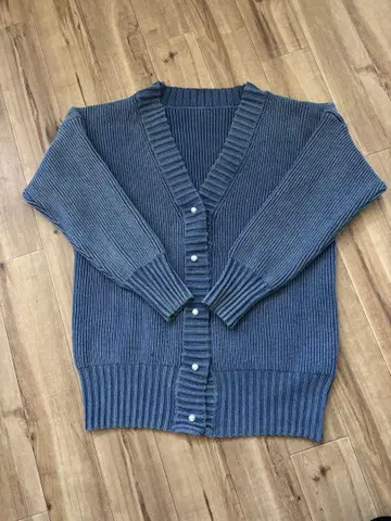 Spick & Span 다크 블루 리브 편직 가디건