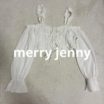 merry jenny 메리제니 오프숄더 코튼 거즈 블라우스 리본