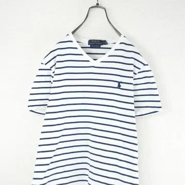 H204*폴로 랄프로렌 보더 무늬 반팔 티셔츠 화이트 네이비