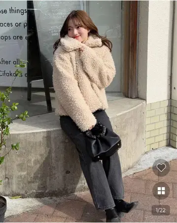 NUGU 푸들 퍼 칼라 자켓 보아 자켓