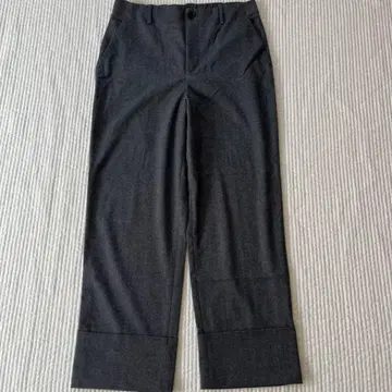 ZARA 자라 L 사이즈 다크 그레이 와이드 팬츠 접어 올린 밑단