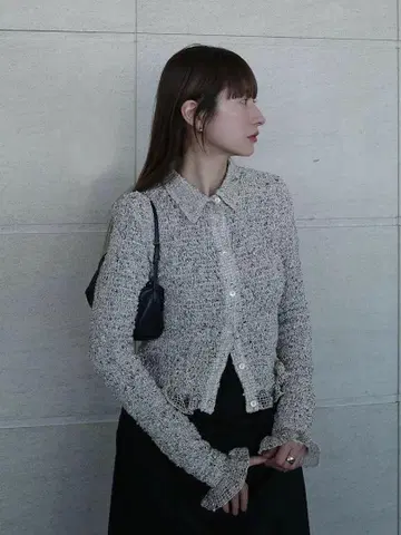 CLANE MIX MESH GATHER SHIRT : ivory 1