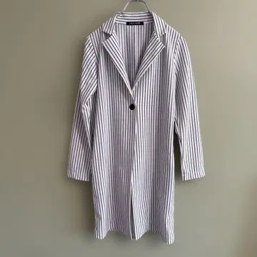 CECIL McBEE 세실 맥비 스트라이프 롱 자켓 블랙 화이트 M