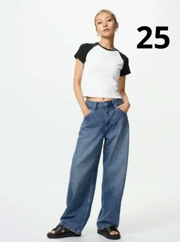 UNIQLO 배기 커브 청바지 25 BLUE