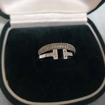 새상품, 미사용 1 파베 반지 2 다이아몬드풍 오픈 엔드 링의 2세트