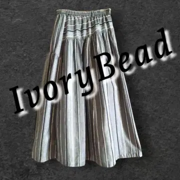 일본제 아이보리 비즈 IvoryBead 스트라이프 절개 플레어 스커트