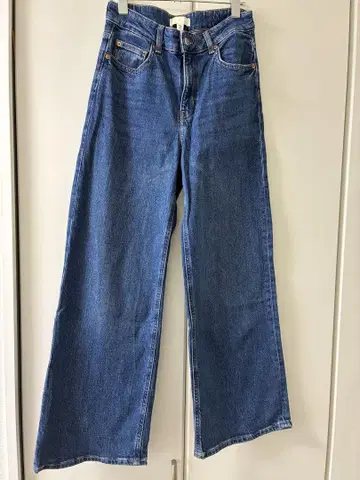 새상품 H&M 와이드 하이 데님 데님 블루