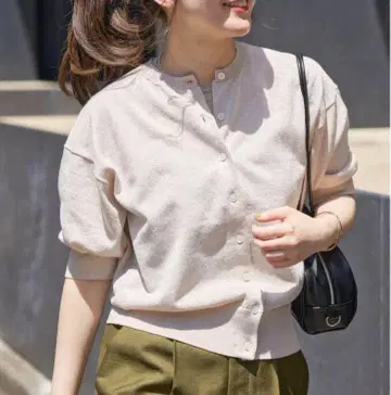 IENA LEVITA 크루 가디건 베이지 라메 이에나