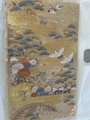 본 금박 후쿠로 오비 길조 취락 화원