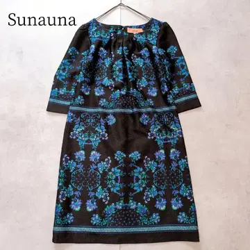 새상품급 Sunauna 차이나 모티브 원피스 올 패턴 패널 프린트 36