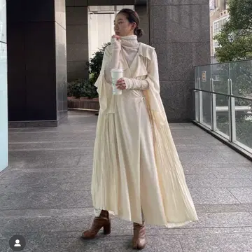 etre tokyo 사이드 플리츠 롱 가운