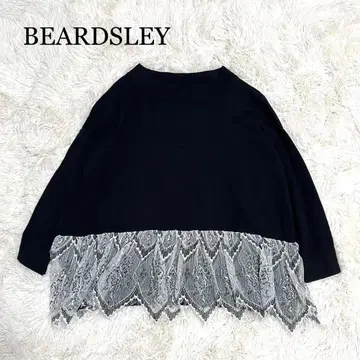 새상품급 BEARDSLEY 비어즐리 밑단 레이스 니트 스웨터 블랙 F