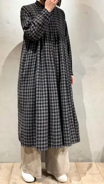 [ 새상품 택 포함 ] 메종드소일 울 체크 원피스