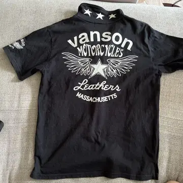 vanson 블랙 피케 셔츠