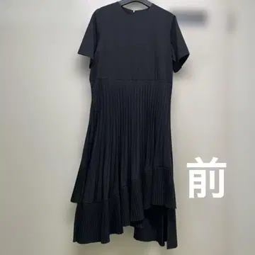 풀 스튜디오 비대칭 플리츠 원피스 블랙