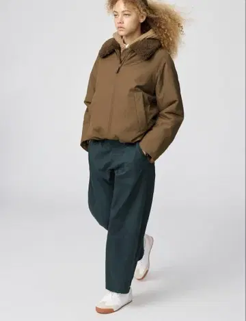 UNIQLO:C 코튼 커브 앵클 팬츠 그린 M