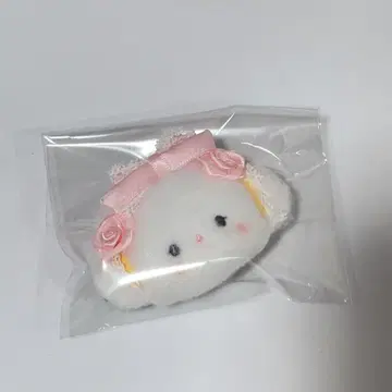산리오 화이트 프릴 헤어 클립 코기뮨