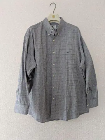 LACOSTE 그레이 체크 무늬 긴팔 셔츠
