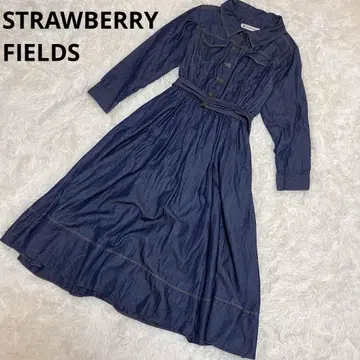 STRAWBERRY FIELDS 데님 셔츠 롱 원피스 벨트 포함