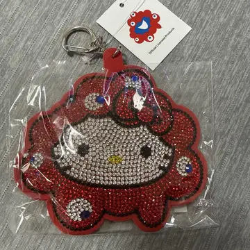 새상품 미야쿠미야쿠 키티 키라키라 가죽 키링 산리오