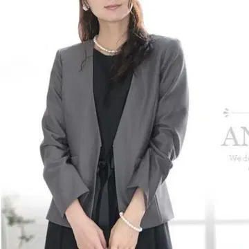 택 포함 새상품 노카라 자켓 그레이