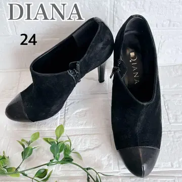 DIANA 아몬드 토 핑힐 사이드 지퍼 부티 블랙 24