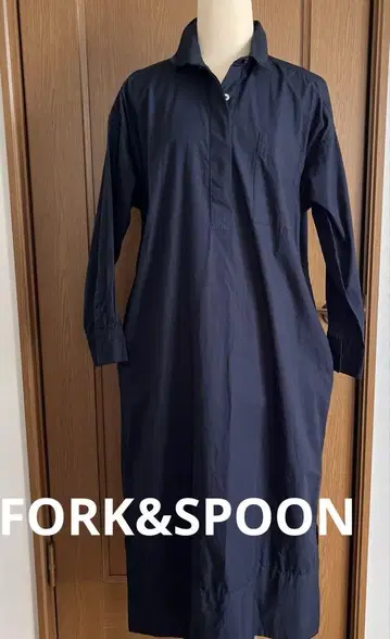 FORK&SPOON 스키퍼 셔츠 원피스 코튼 100% 네이비 컬러
