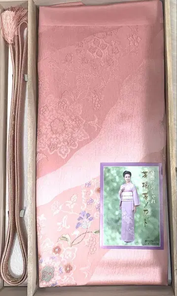 순수 실크 오비 장식 천 허리띠 세트 핑크 호몬기 후리소데용