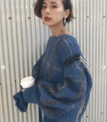 아메리빈티지 MOHAIR STRANGE CHECK KNIT