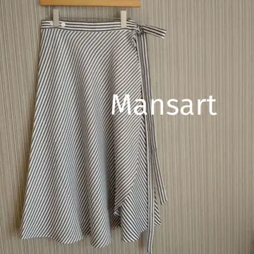 Mansart 스트라이프 플레어 랩스커트