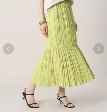 미사용 새상품 언타이틀 와셔 캉캉 스커트 라임 그린