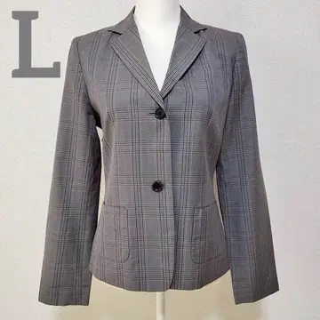 [키요코 타카세] 테일러드 자켓 그레이 체크 더블 버튼 L