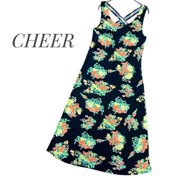 새상품급 CHEER 치어 원피스 민소매 블랙 꽃무늬 M