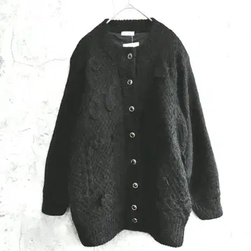 새상품 택 포함 Main Street 울 혼방 가디건 모헤어 블랙 M