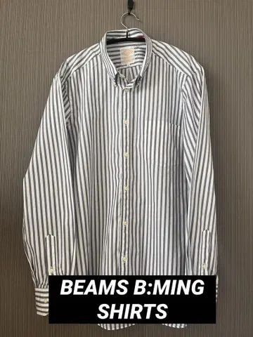 BEAMS B:MING 스트라이프 긴팔 셔츠 Made in Japan