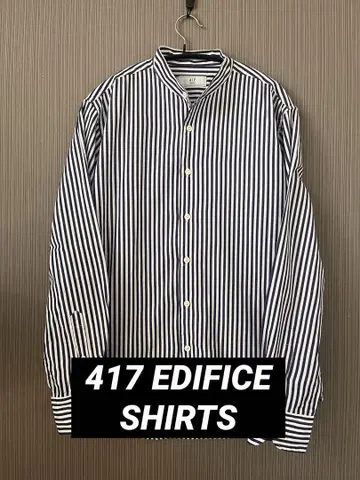 417 EDIFICE 스트라이프 긴팔 밴드 카라 셔츠