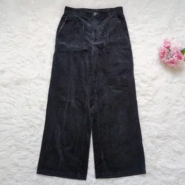 GU 코듀로이 와이드 팬츠 롱 크롭 여성용 블랙 M