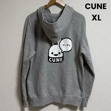 CUNE 큔 토끼 프린트 후디 지퍼 후드티 그레이 XL