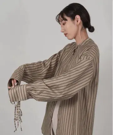 lawgy ribbon cuffs stripe shirt