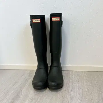 HUNTER 블랙 롱 부츠 버클 포함 38