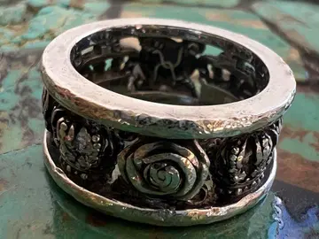 저스틴 데이비스 크라운 & 로즈 반지 silver925