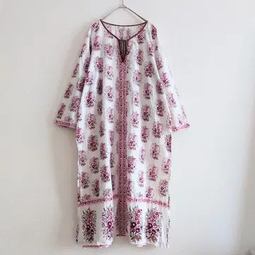 b XXL 아노키 ANOKHI 원피스 보타니컬 꽃무늬 에스닉