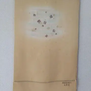 실크 100% 단고 크레이프 원단 베이지 추상 무늬 오비 장식 천