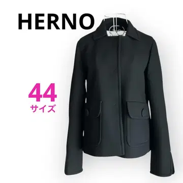 새상품급 HERNO 헬노 크레이프 자켓 버튼 프론트 블랙 44