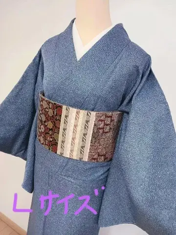 세탁 가능한 에도 코몬 상어 무늬 이중 기모노 탁한 파랑 L 사이즈