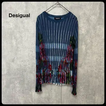Desigual 스트라이프 꽃무늬 긴팔 상의 썸머 니트