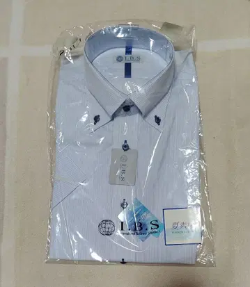 I.B.S. 반팔 와이셔츠 S 사이즈 블루 화이트 스트라이프